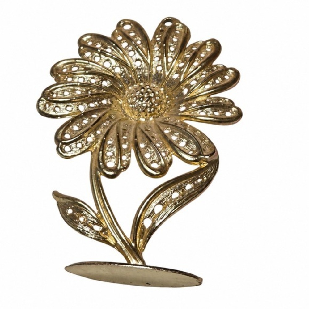 Vintage Torino Gold Tone Daisy Flower Figurine Decor